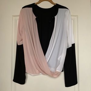 BCBGMAXAZRIA Color Block Blouse